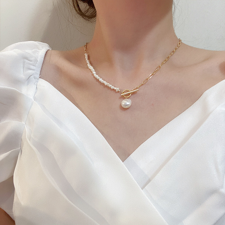 Baroque Pearl Pendant Necklace Gold - 100% Natural Baroque Freshwater Pearl 14K