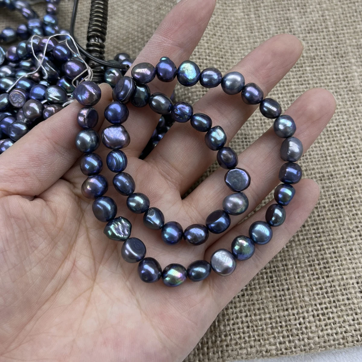 Freshwater Cultured Pearl Necklace 8-9Mm - 8-9mm Black Two Side Polished Freshwater