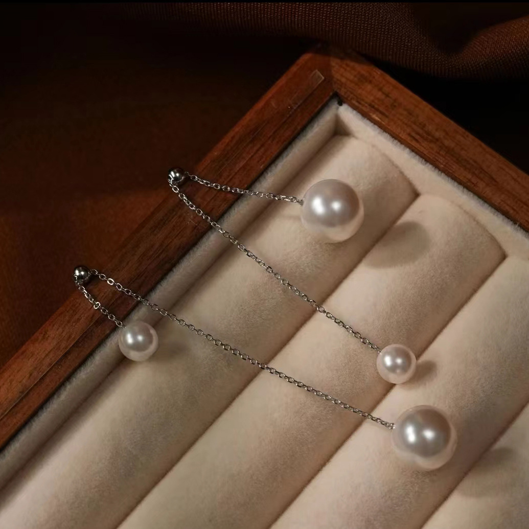 Akoya Pearl Stud Earrings Sterling Silver - Japan akoya HUGE AAAA 8-9mm 9-10mm