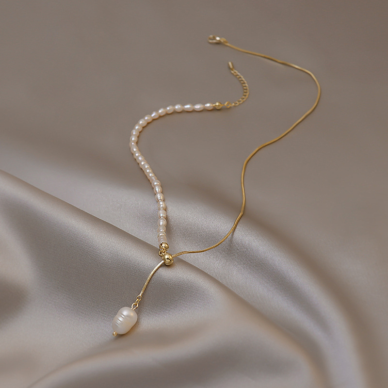 Baroque Pearl Pendant Necklace Gold - 100% Natural Freshwater Pearl 14K Gold