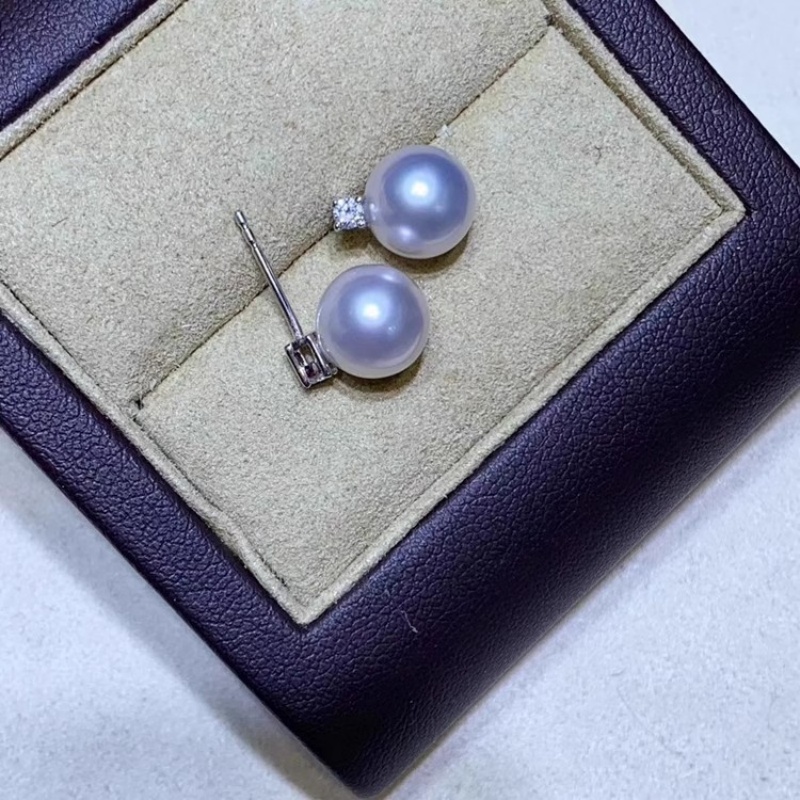 Gorgeous AAAA+ 8-9 mm Japanese - Akoya Pearl Stud Earrings Sterling Silver recension och pris