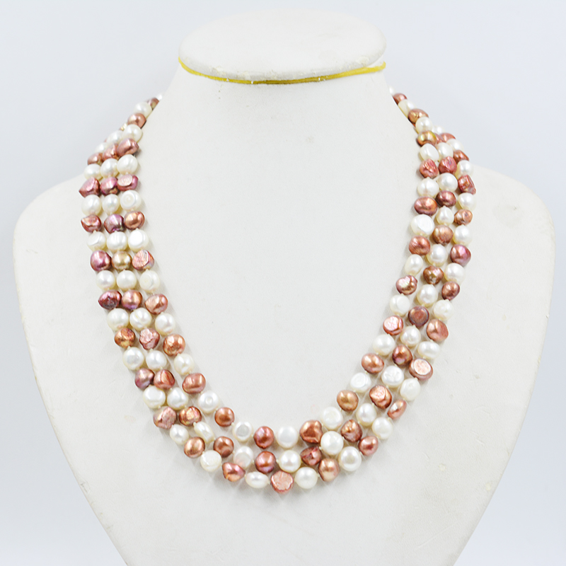 3row 8-9MM natural cultured fr - Freshwater Cultured Pearl Necklace 8-9Mm recension och pris