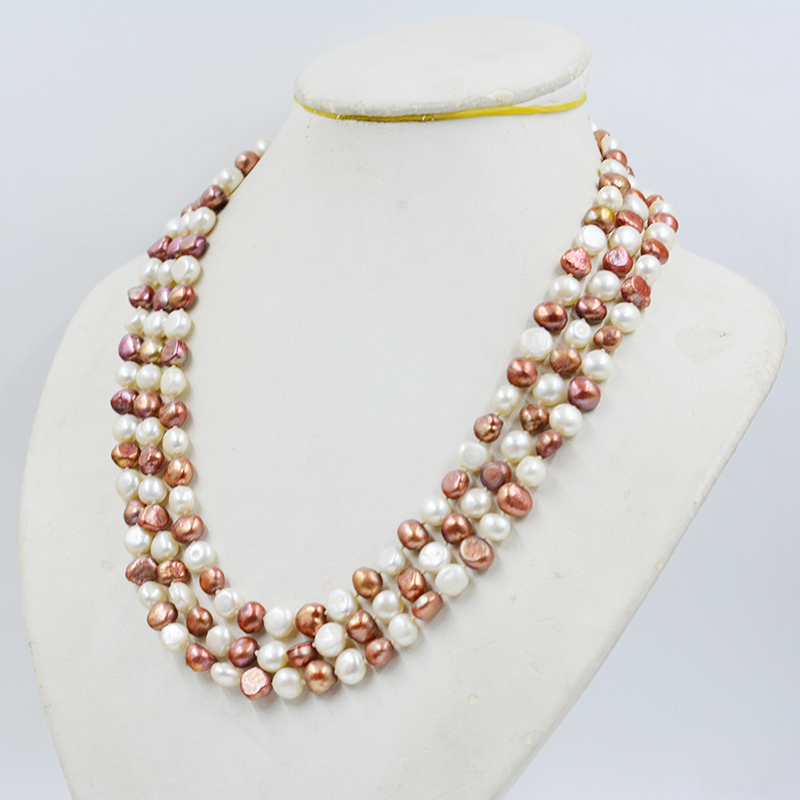 3row 8-9MM natural cultured fr - Freshwater Cultured Pearl Necklace 8-9Mm recension och pris