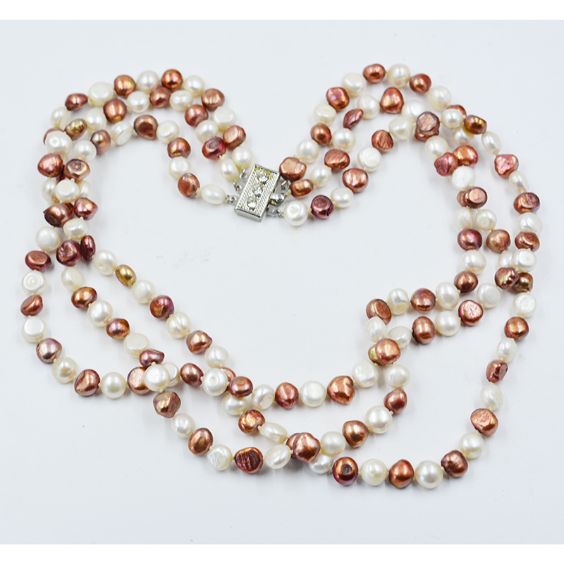 3row 8-9MM natural cultured fr - Freshwater Cultured Pearl Necklace 8-9Mm recension och pris