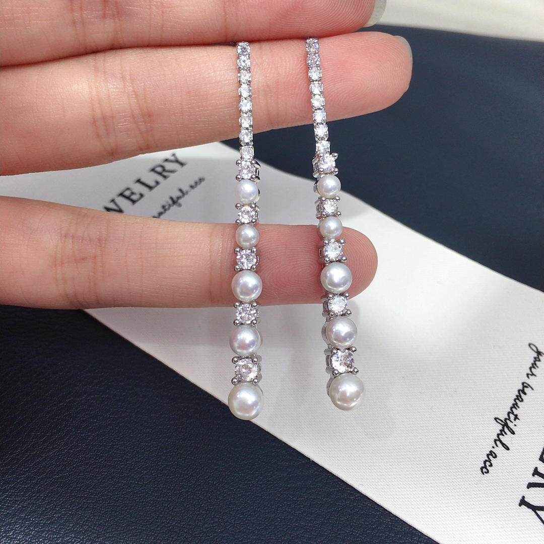 Elegant Long Earring Women Nat - Akoya Pearl Stud Earrings Sterling Silver recension och pris