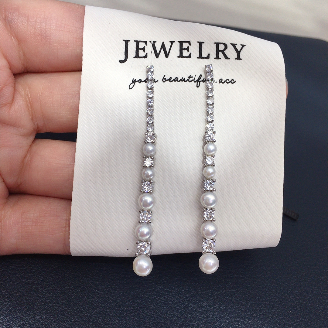 Elegant Long Earring Women Nat - Akoya Pearl Stud Earrings Sterling Silver recension och pris