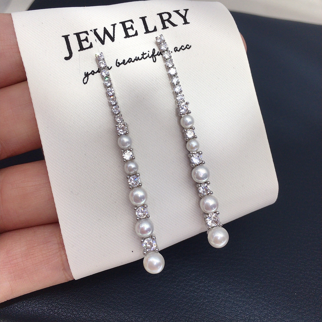 Elegant Long Earring Women Nat - Akoya Pearl Stud Earrings Sterling Silver recension och pris