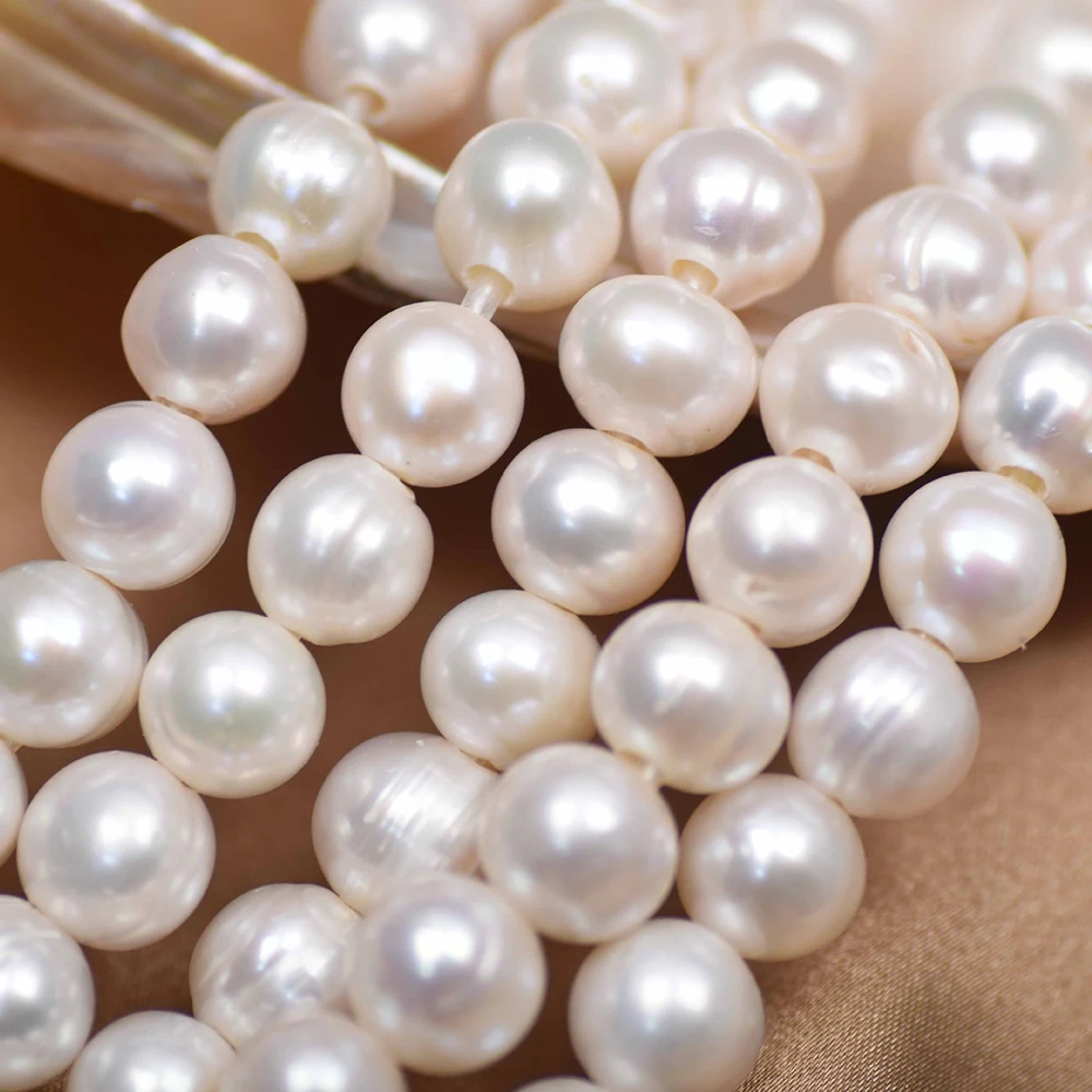 10-11mm 4A Large White Round F - Natural Freshwater Pearl Strand Loose Beads recension och pris