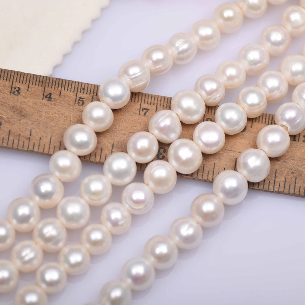10-11mm 4A Large White Round F - Natural Freshwater Pearl Strand Loose Beads recension och pris