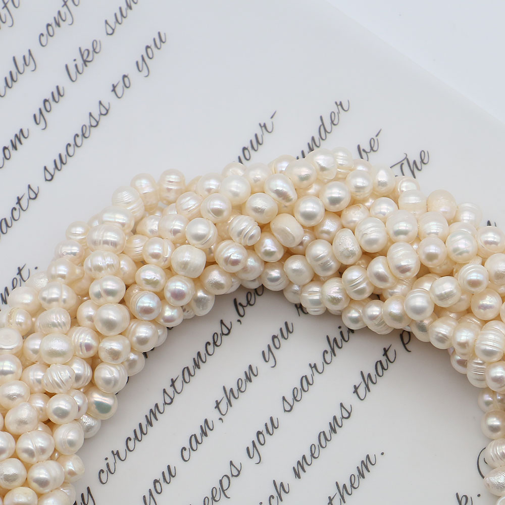 White Round Natural Freshwater - Natural Freshwater Pearl Strand Loose Beads recension och pris