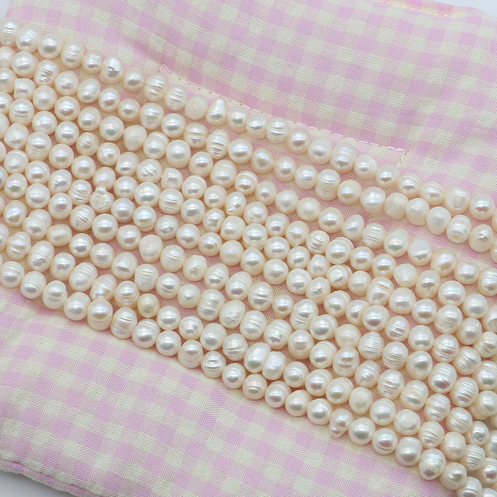 White Round Natural Freshwater - Natural Freshwater Pearl Strand Loose Beads recension och pris