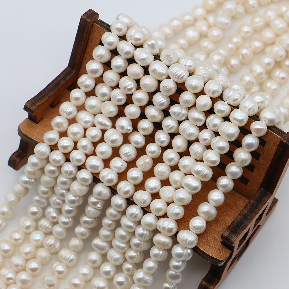White Round Natural Freshwater - Natural Freshwater Pearl Strand Loose Beads recension och pris