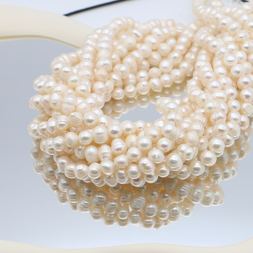 White Round Natural Freshwater - Natural Freshwater Pearl Strand Loose Beads recension och pris