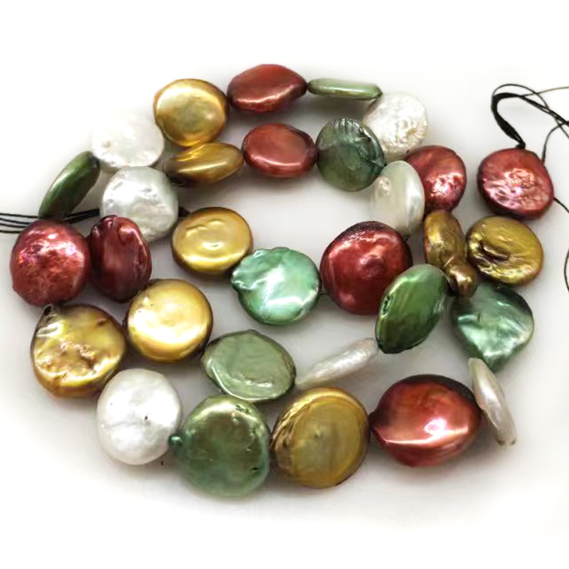 16 Inches 13-14mm Multicolor N - Natural Freshwater Pearl Strand Loose Beads recension och pris