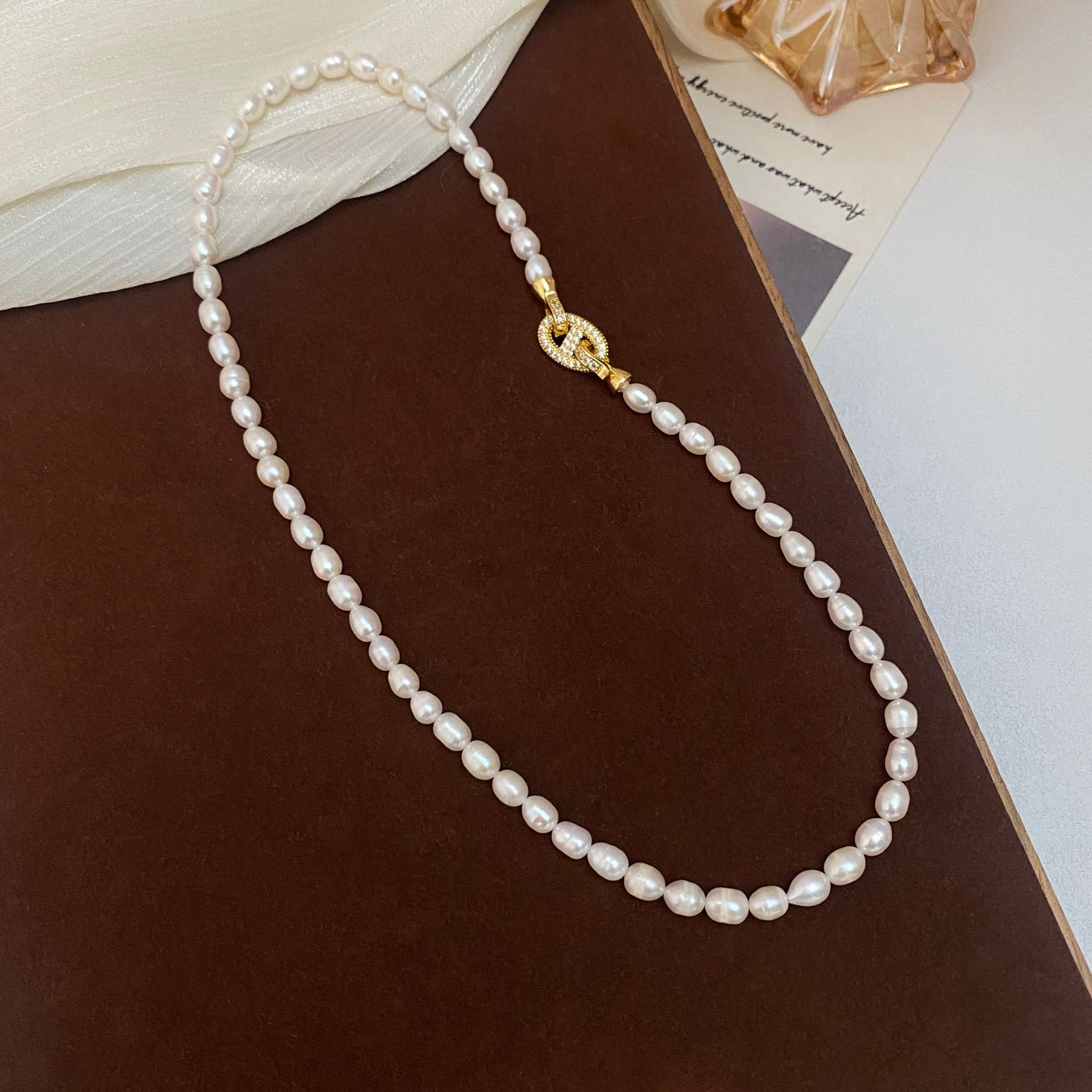 High Quality Trendy Shiny Crys - Baroque Pearl Pendant Necklace Gold recension och pris