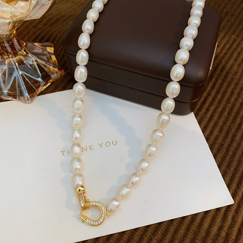 Super High Quality 100% Natura - Baroque Pearl Pendant Necklace Gold recension och pris