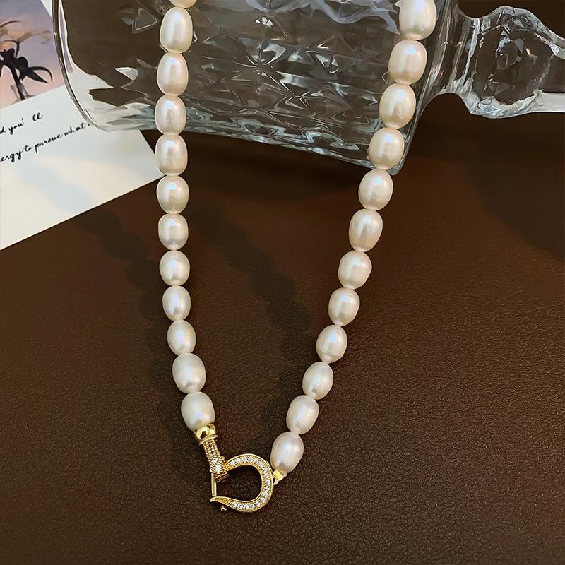 Super High Quality 100% Natura - Baroque Pearl Pendant Necklace Gold recension och pris