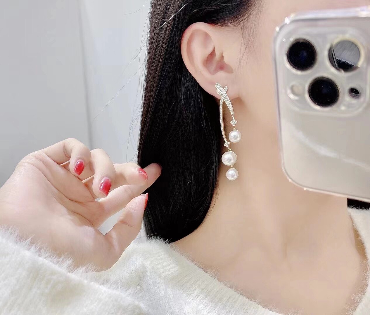 Gorgeous AAA7-8-9mm natural pe - Akoya Pearl Stud Earrings Sterling Silver recension och pris