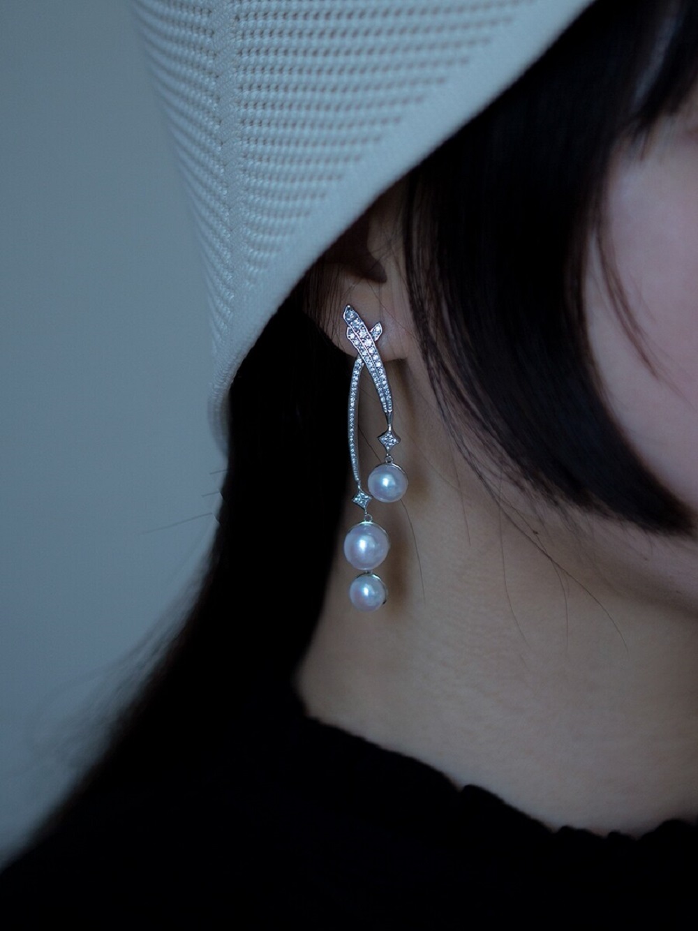 Gorgeous AAA7-8-9mm natural pe - Akoya Pearl Stud Earrings Sterling Silver recension och pris