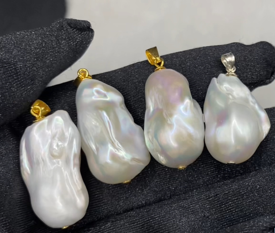 100% Natural Freshwater Big Ba - Silver Bead Clasps For Pearl Necklace recension och pris