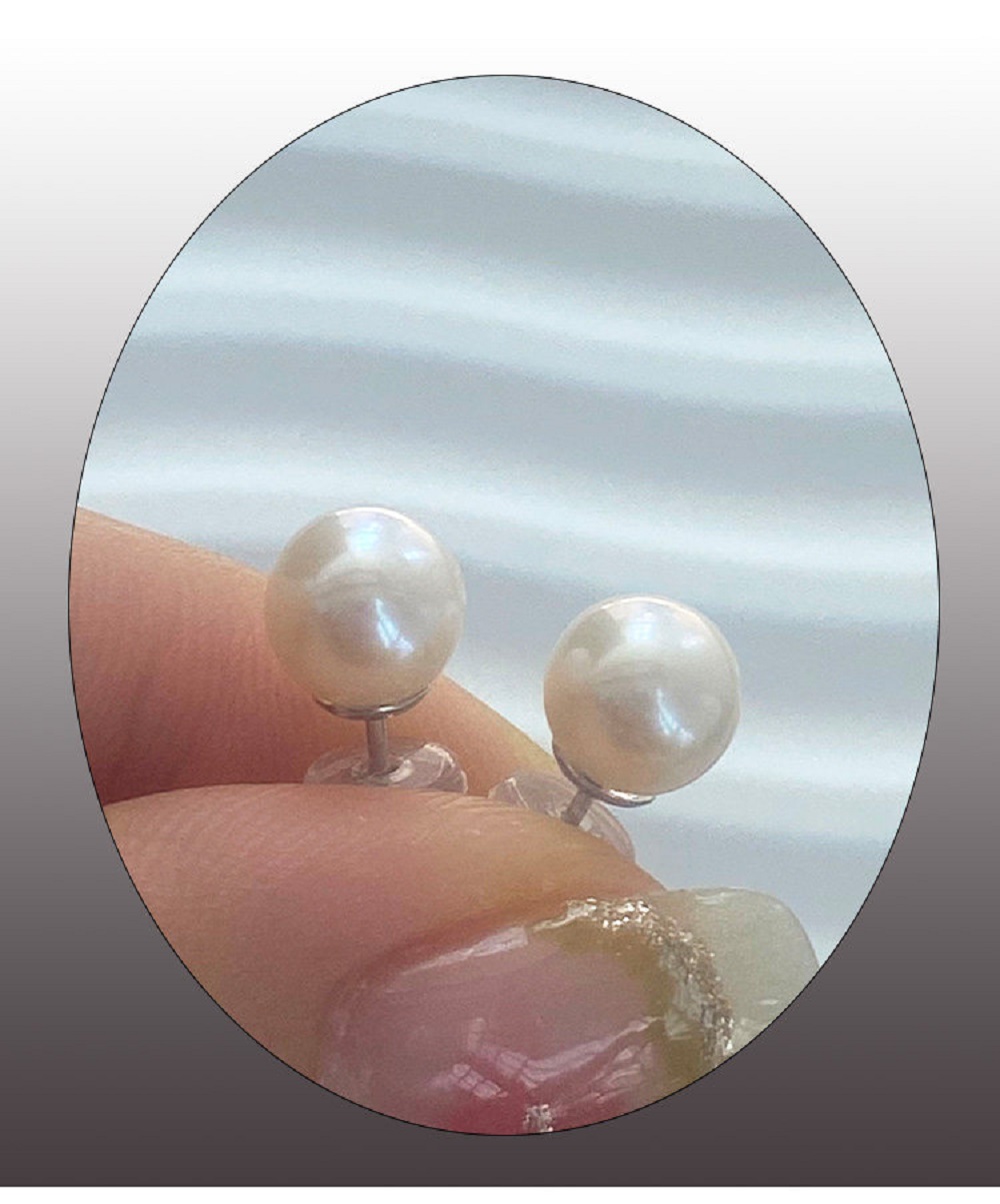 New/New Earrings AAAA6-7mm Nat - Akoya Pearl Stud Earrings Sterling Silver recension och pris