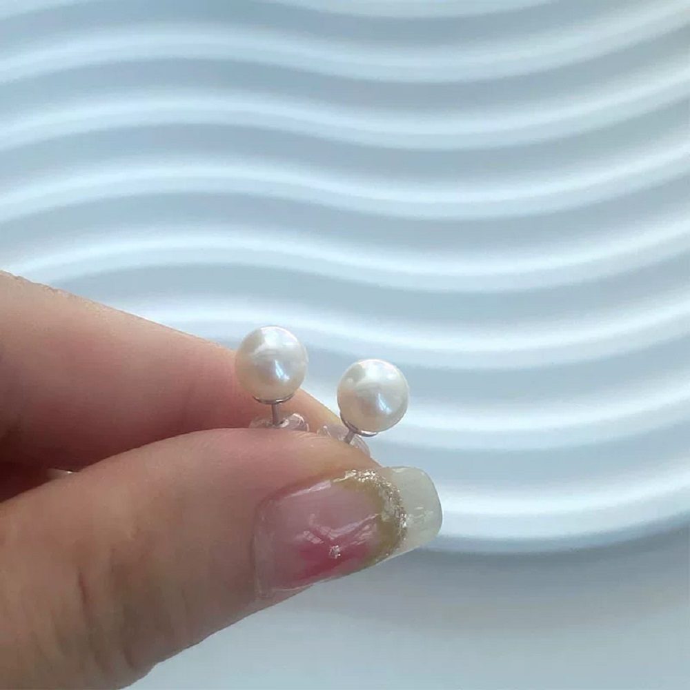 New/New Earrings AAAA6-7mm Nat - Akoya Pearl Stud Earrings Sterling Silver recension och pris