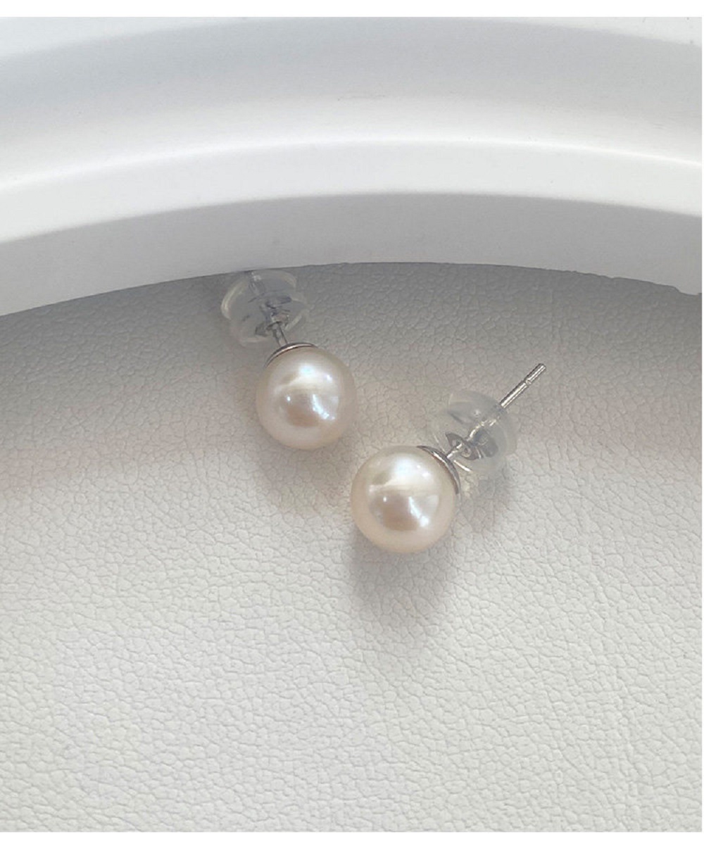 New/New Earrings AAAA6-7mm Nat - Akoya Pearl Stud Earrings Sterling Silver recension och pris