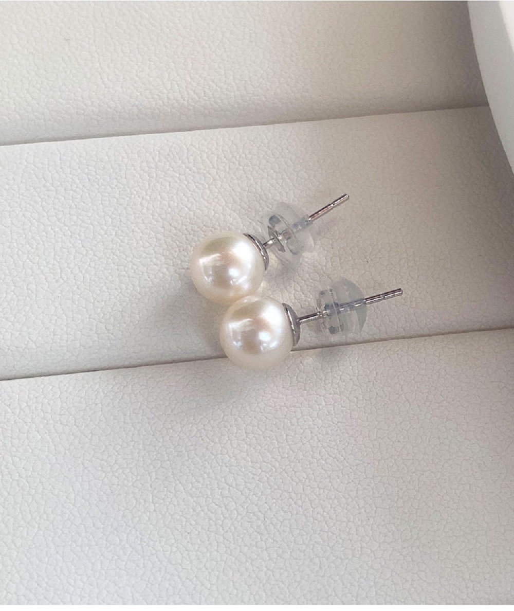 New/New Earrings AAAA6-7mm Nat - Akoya Pearl Stud Earrings Sterling Silver recension och pris