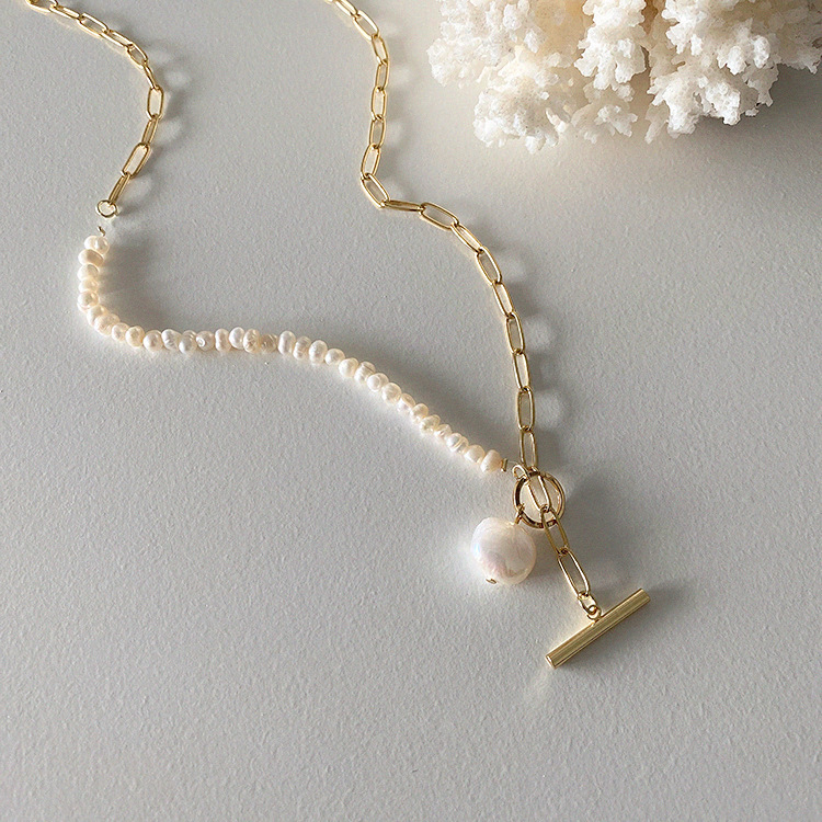 100% Natural Baroque Freshwate - Baroque Pearl Pendant Necklace Gold recension och pris