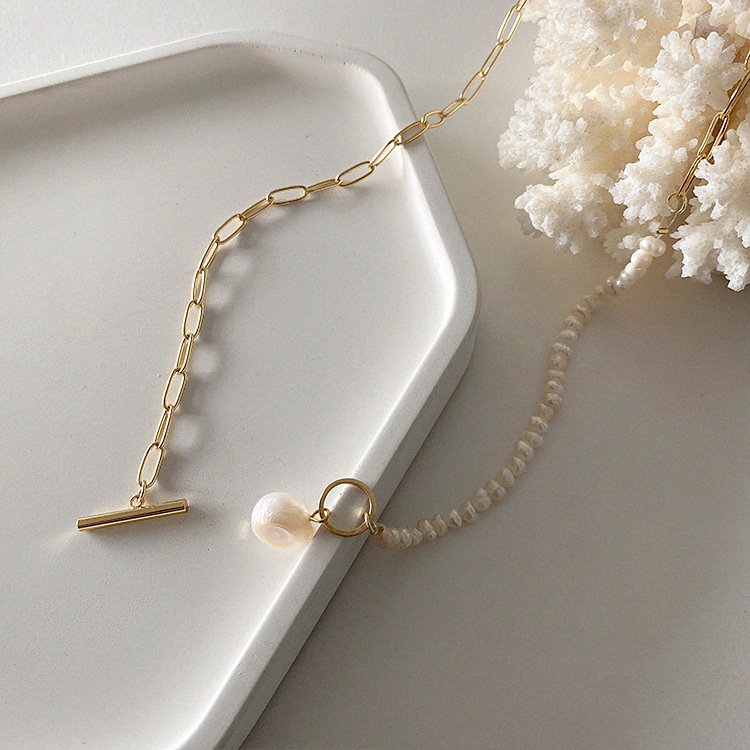 100% Natural Baroque Freshwate - Baroque Pearl Pendant Necklace Gold recension och pris