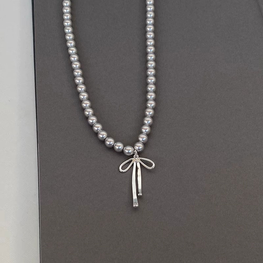 Gray Imitation Pearl Bowknot P - Silver Bead Clasps For Pearl Necklace recension och pris