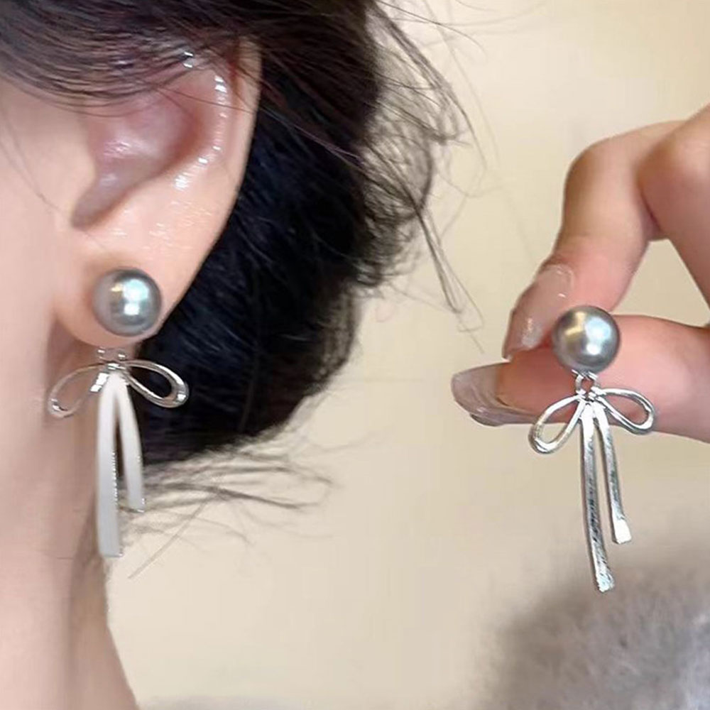 Gray Imitation Pearl Bowknot P - Silver Bead Clasps For Pearl Necklace recension och pris