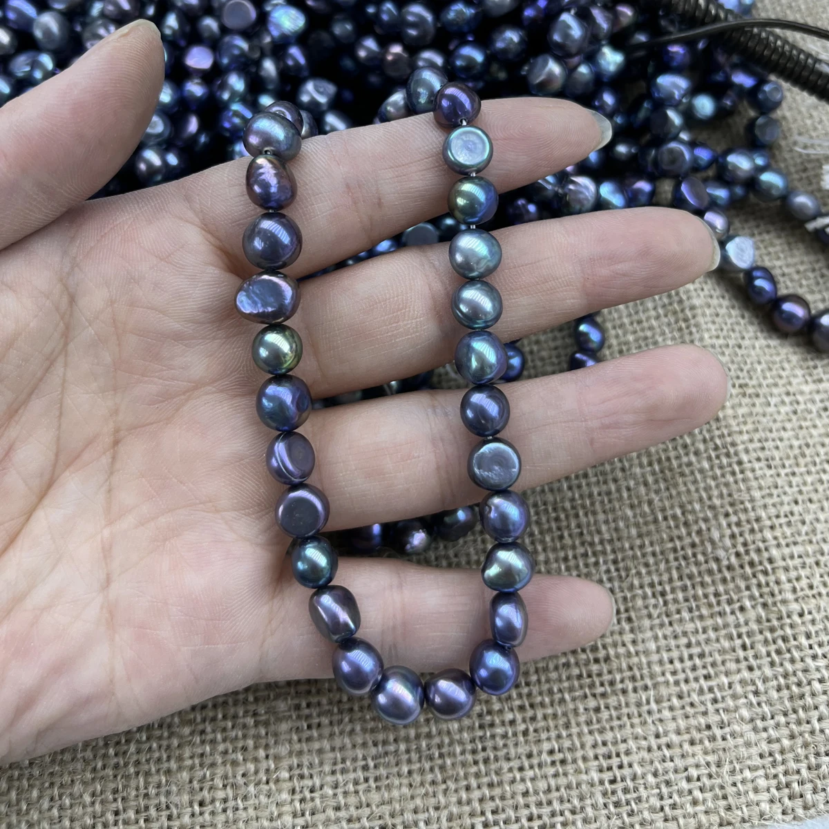 8-9mm Black Two Side Polished  - Freshwater Cultured Pearl Necklace 8-9Mm recension och pris