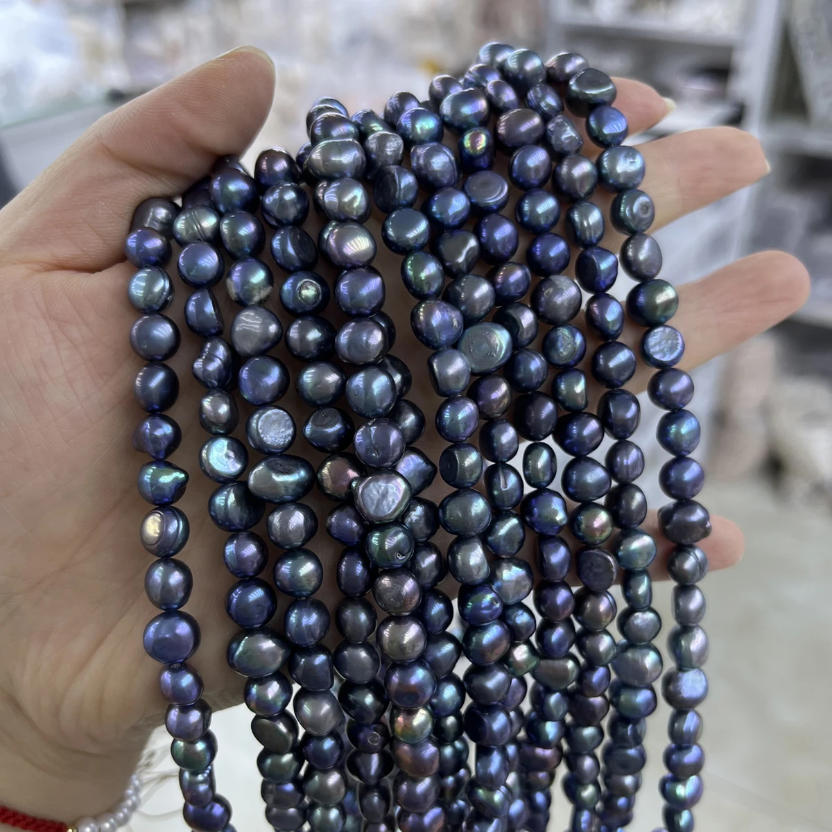 8-9mm Black Two Side Polished  - Freshwater Cultured Pearl Necklace 8-9Mm recension och pris