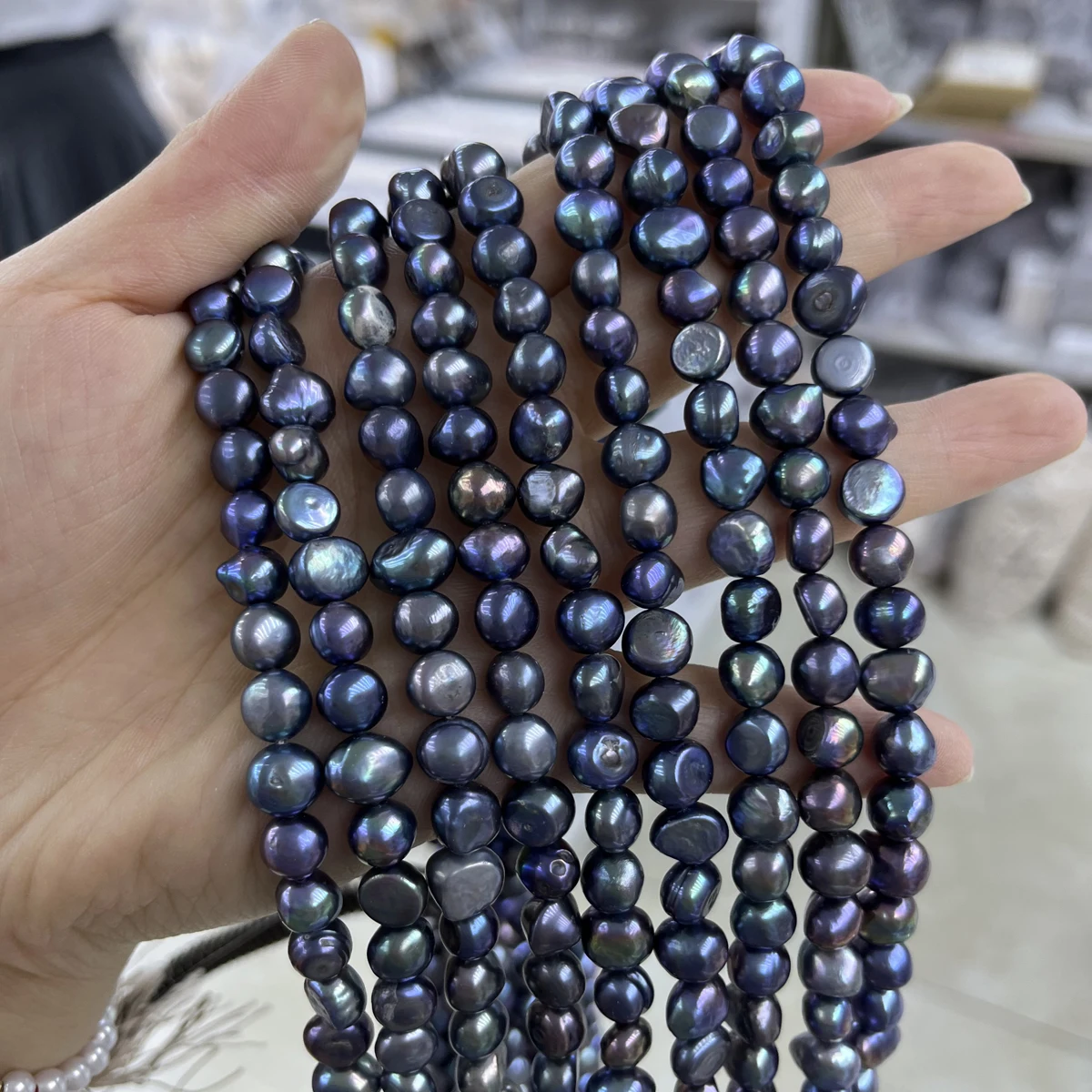 8-9mm Black Two Side Polished  - Freshwater Cultured Pearl Necklace 8-9Mm recension och pris