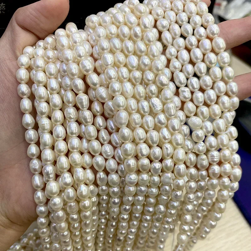 Wholesale Middle Quality 5-6mm - Natural Freshwater Pearl Strand Loose Beads recension och pris