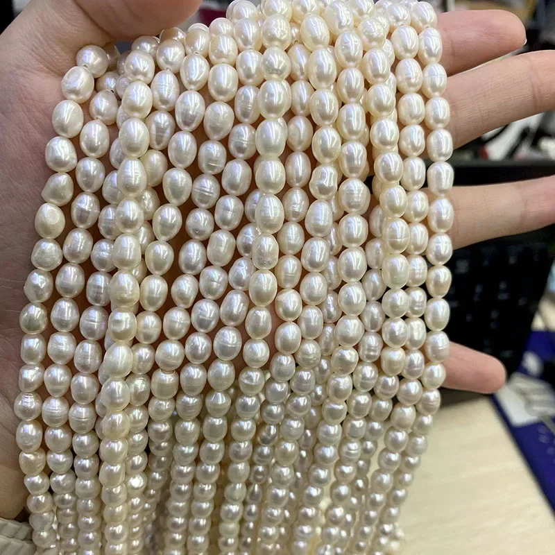 Wholesale Middle Quality 5-6mm - Natural Freshwater Pearl Strand Loose Beads recension och pris