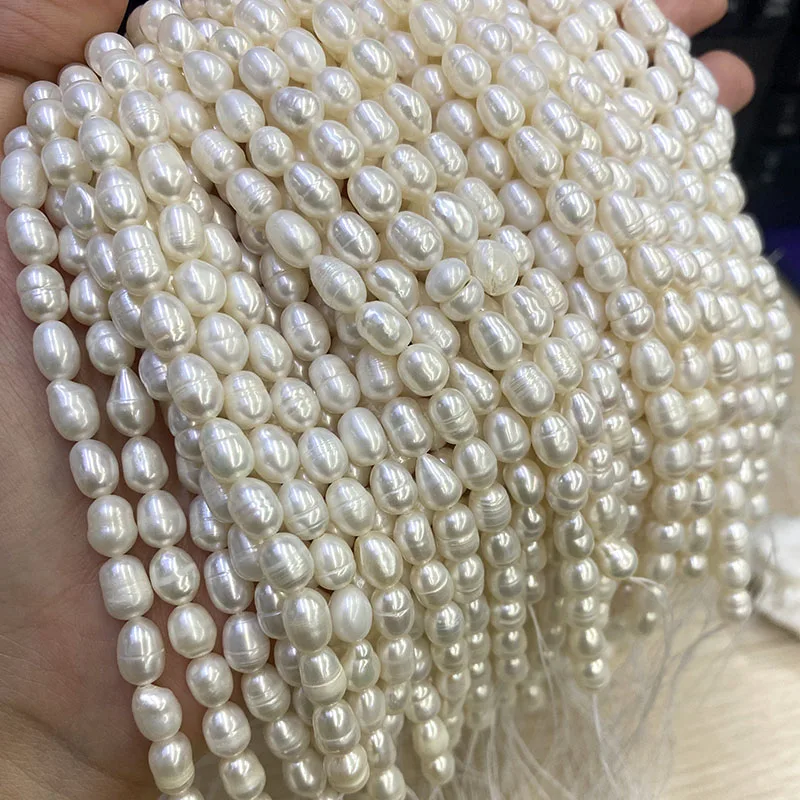 Wholesale Middle Quality 5-6mm - Natural Freshwater Pearl Strand Loose Beads recension och pris