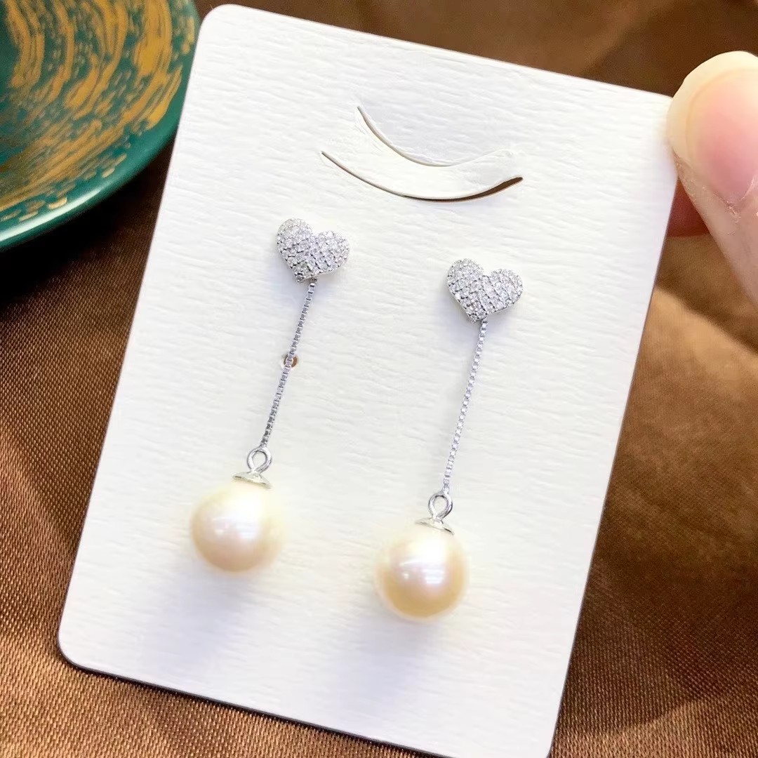 Split two-piece AAAA8-9mm fash - Akoya Pearl Stud Earrings Sterling Silver recension och pris