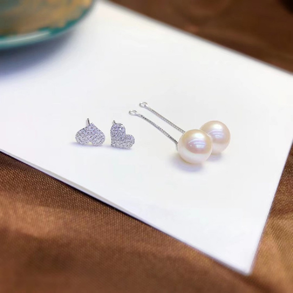 Split two-piece AAAA8-9mm fash - Akoya Pearl Stud Earrings Sterling Silver recension och pris