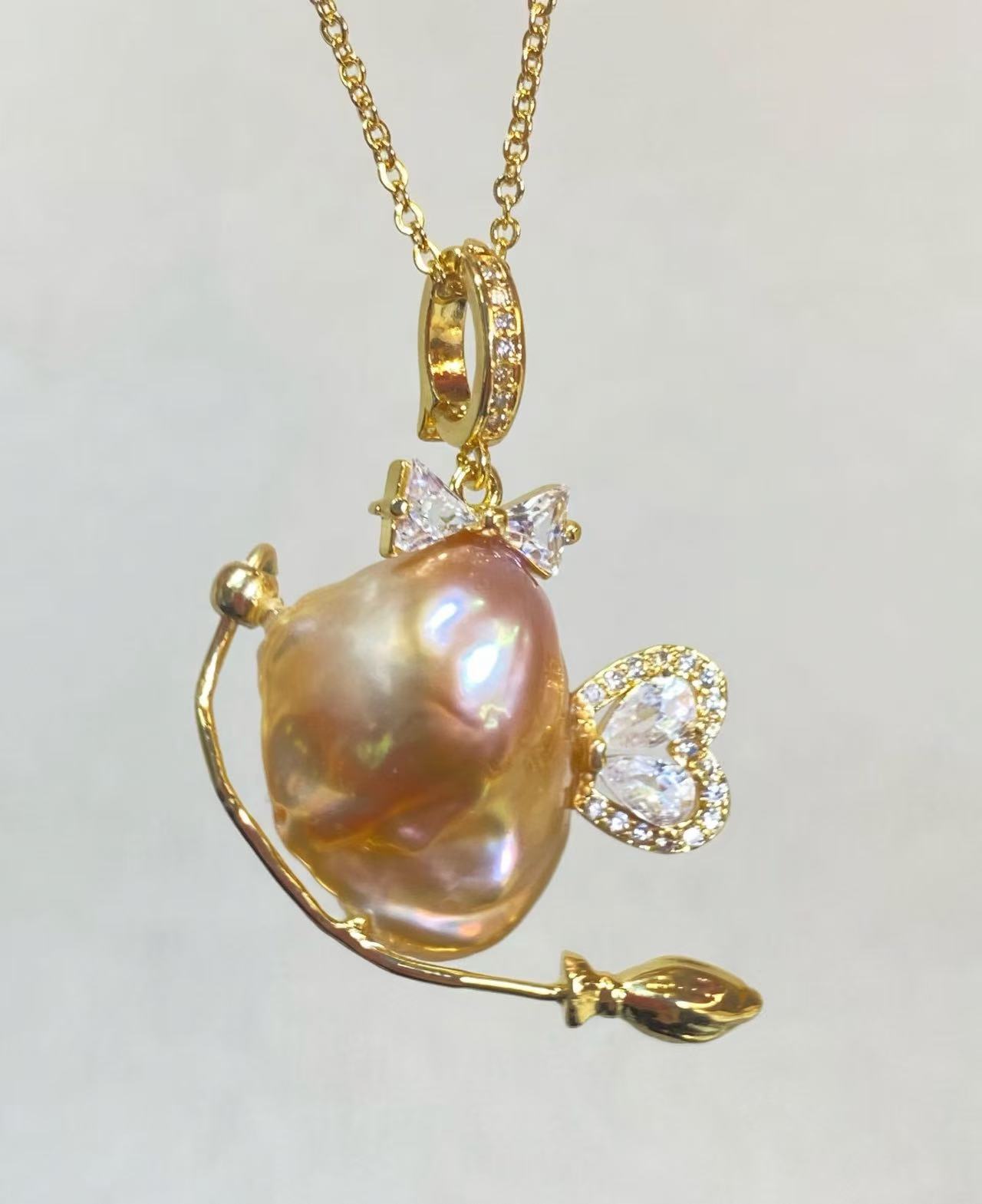 14K Gold Plated Natural Baroqu - Baroque Pearl Pendant Necklace Gold recension och pris