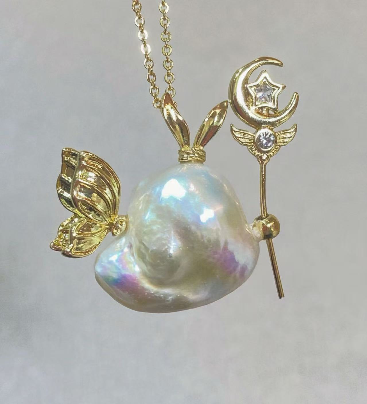 14K Gold Plated Natural Baroqu - Baroque Pearl Pendant Necklace Gold recension och pris