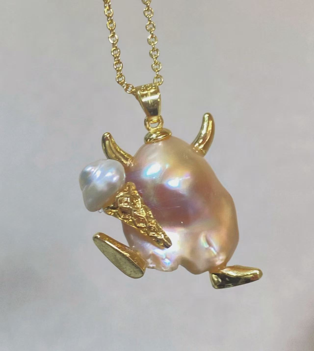 14K Gold Plated Natural Baroqu - Baroque Pearl Pendant Necklace Gold recension och pris