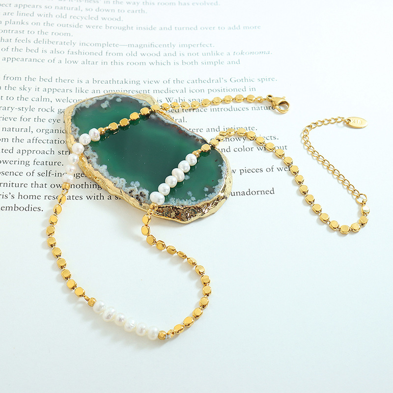 Hot Sell Trendy Flat Gold Bead - Baroque Pearl Pendant Necklace Gold recension och pris