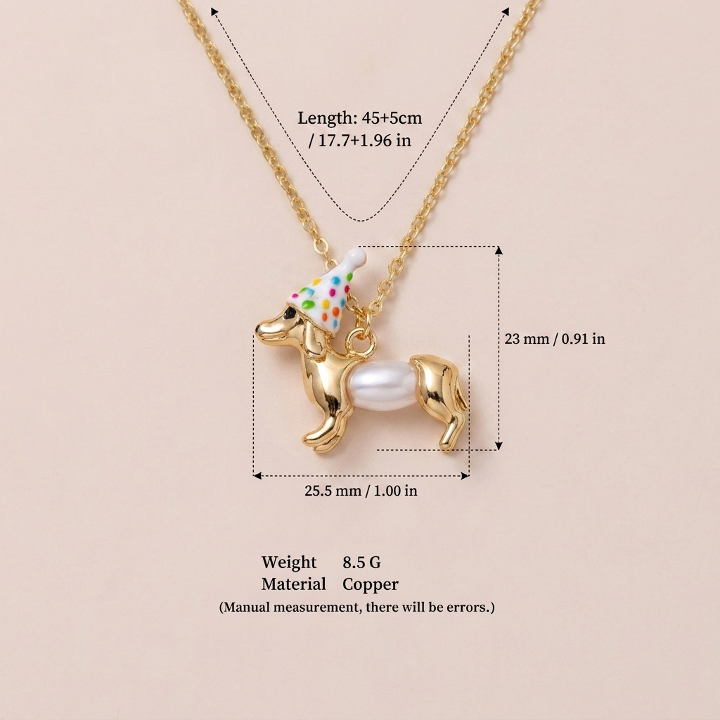 Cute Dachshund Necklace for Wo - Baroque Pearl Pendant Necklace Gold recension och pris