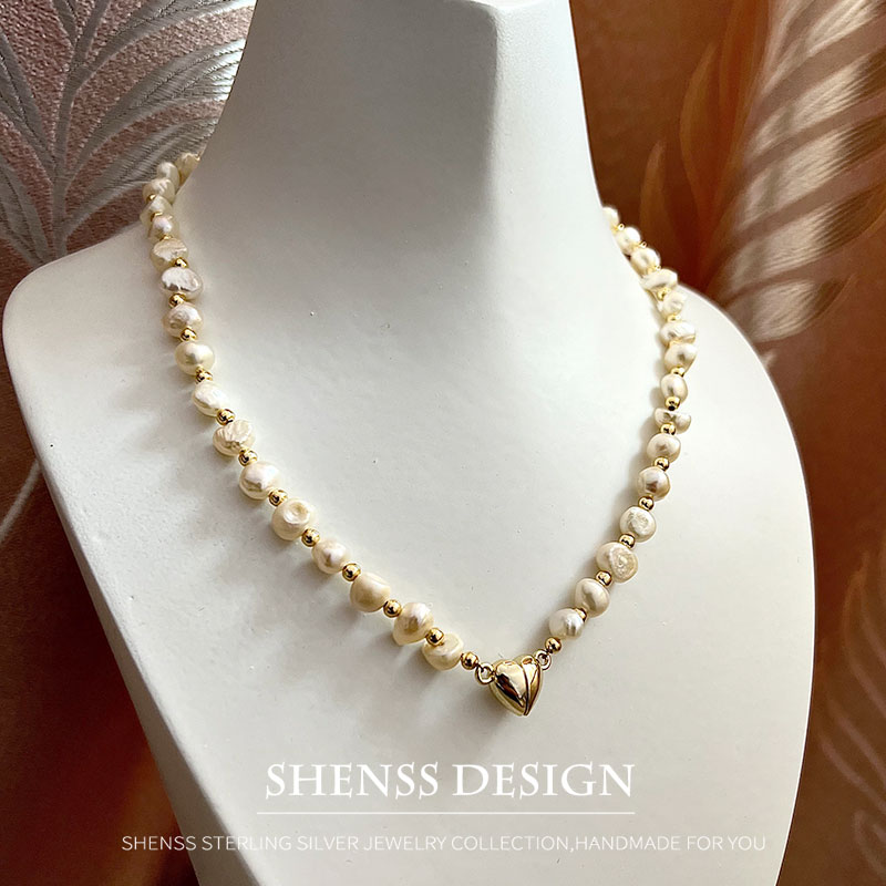 Natural Baroque 5-6mm Freshwat - Baroque Pearl Pendant Necklace Gold recension och pris