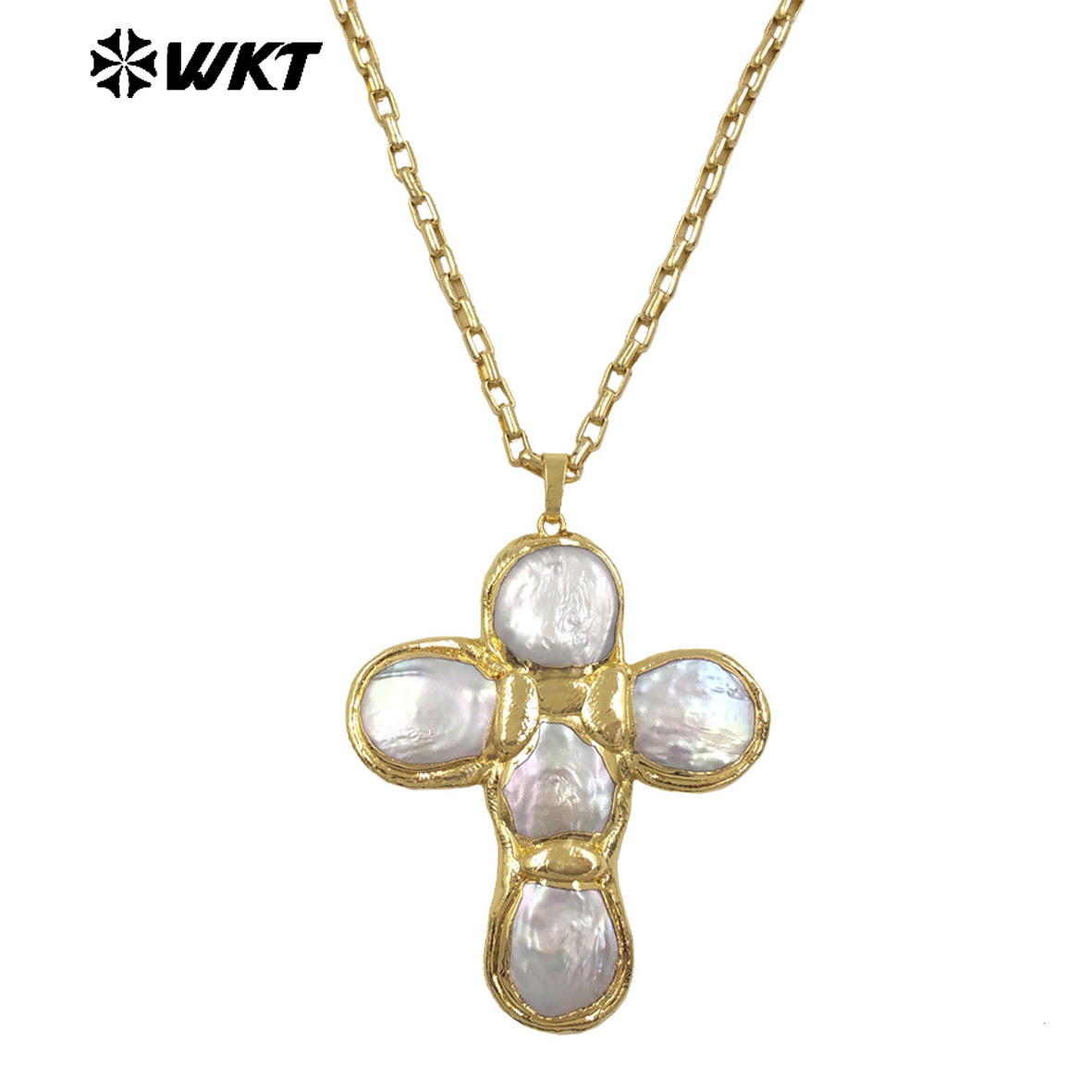 WT-JN349 Newest Design Natural - Baroque Pearl Pendant Necklace Gold recension och pris