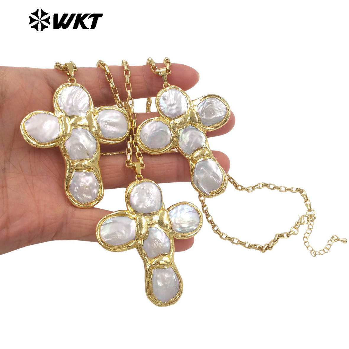 WT-JN349 Newest Design Natural - Baroque Pearl Pendant Necklace Gold recension och pris