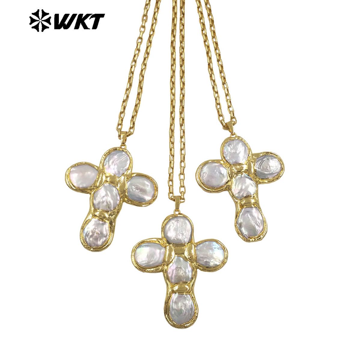 WT-JN349 Newest Design Natural - Baroque Pearl Pendant Necklace Gold recension och pris