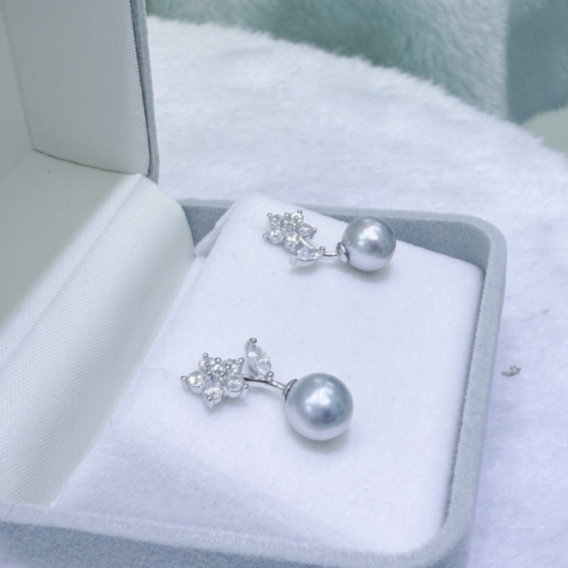 8‑9mm Natural Seawater Akoya S - Akoya Pearl Stud Earrings Sterling Silver recension och pris